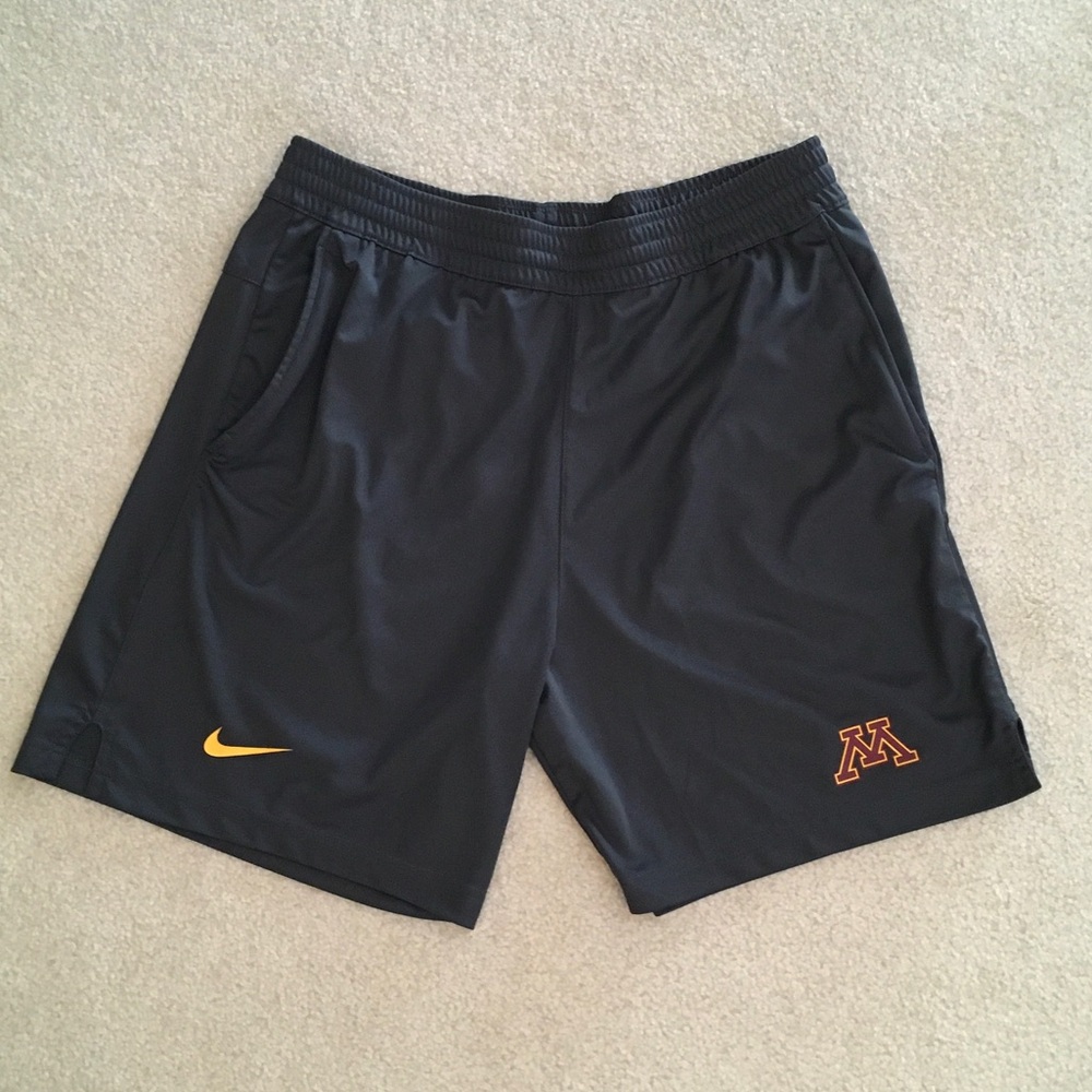 Nike Men's Black Athletic Shorts with Gold Logo